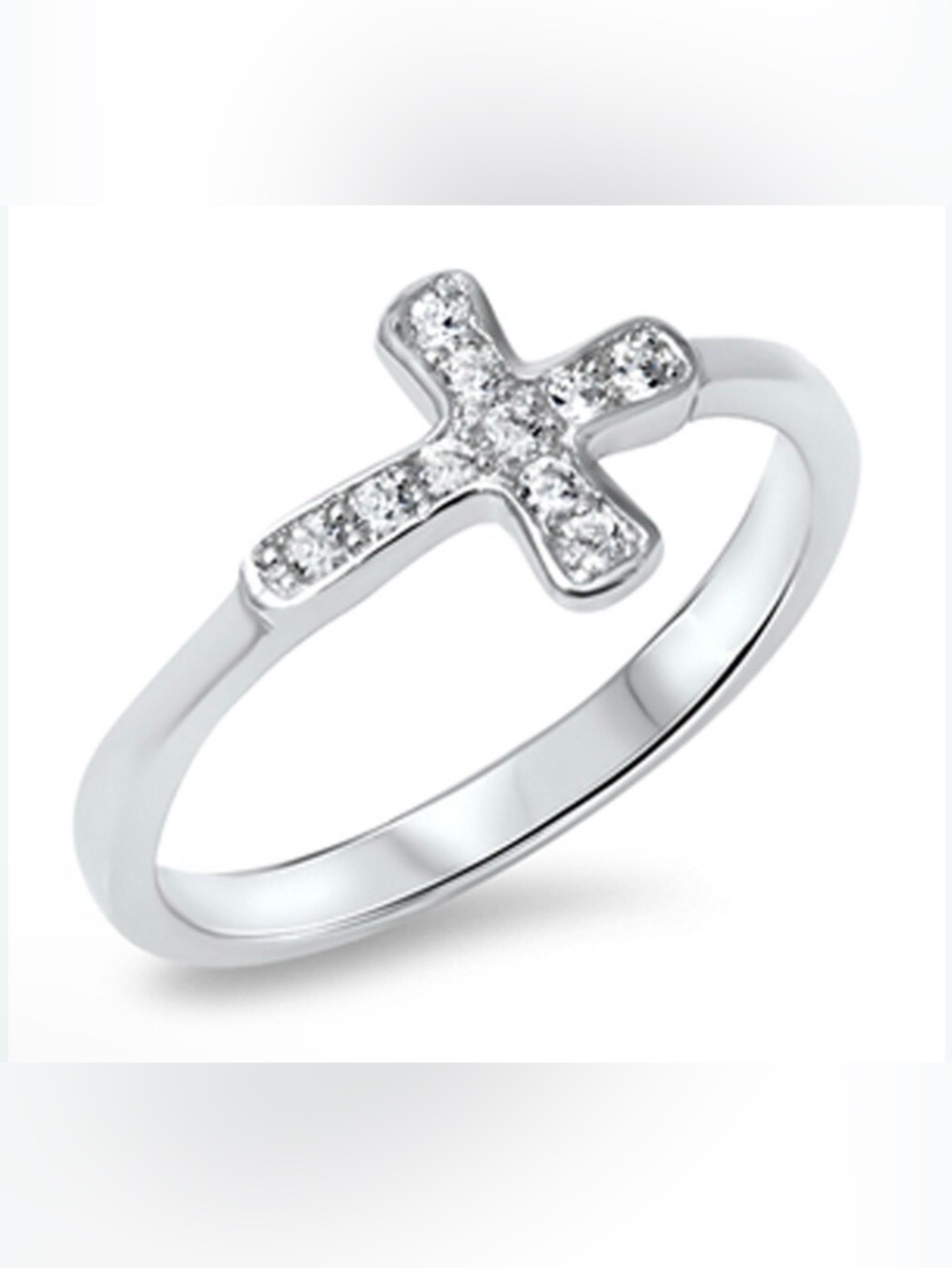 .75 Carat Moissanite & 925 Sterling Silver Cross Ring In A Pavé Setting Size 8